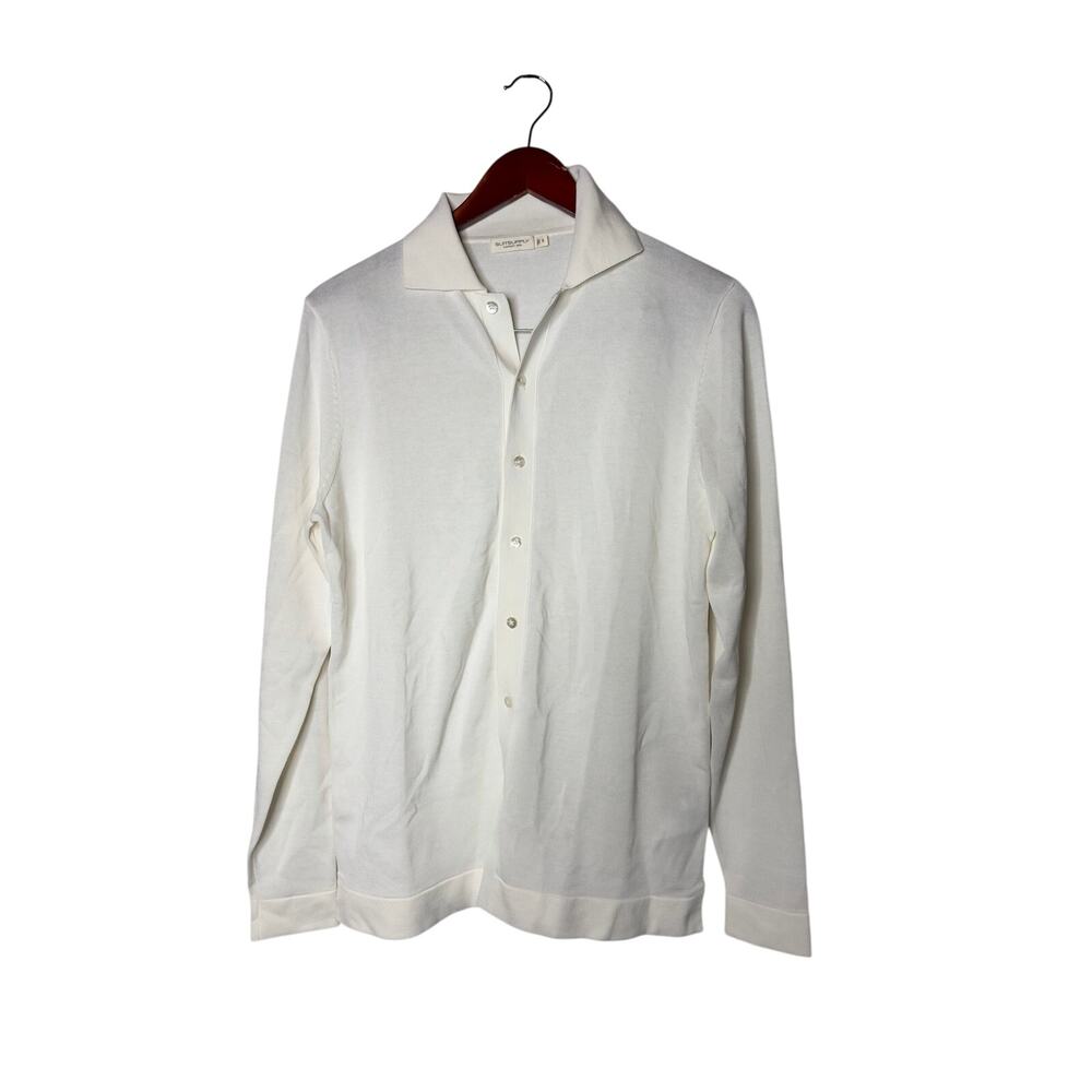 Suitsupply white cotton silk button down shirt sz S